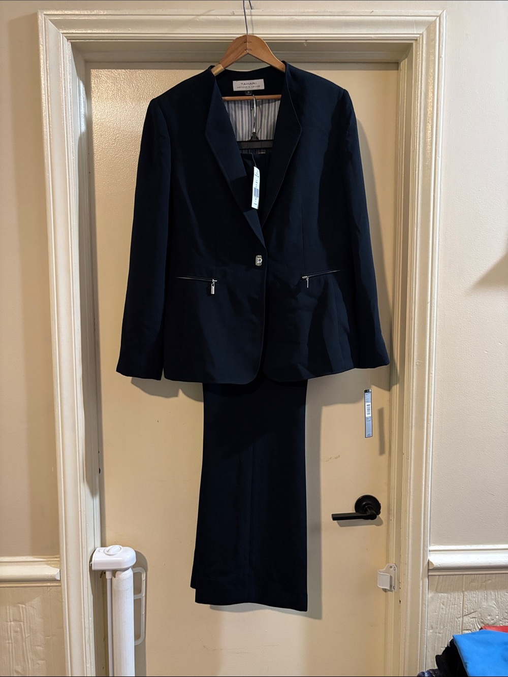 Tahari ASL NAVY Notch-Lapel Blazer with Matching Pants